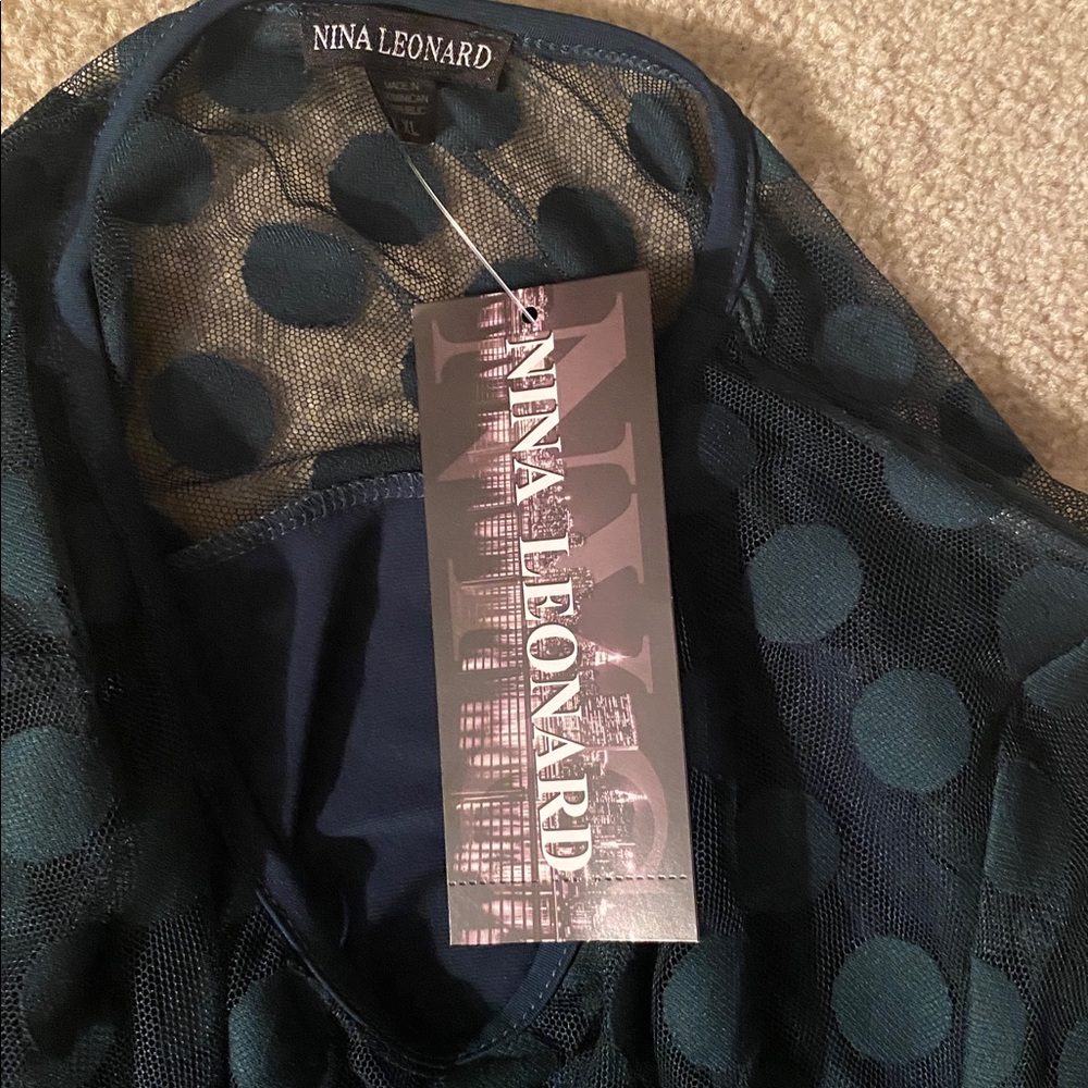 Nina Leonard NWT hi/ low dot dress size XL - Picture 8 of 9